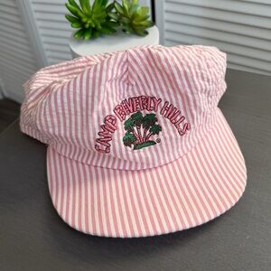 Vintage Camp Beverly Hills Pink Pinstripe Seersucker SnapBack Hat / Cap